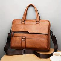 Vintage PU odos verslo portfelis Messenger Bag Rankinė vyrams Kelioninis darbo Kompiuterio krepšys Crossbody pečių paketas tamsiai ruda spalva