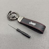 Jeep Anglies pluošto tekstūros Odinis Automobilio Raktų pakabukas Raktų žiedas Jeep Wrangler JL JK Renegade Grand Compass Gladiator Cherokee gray
