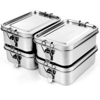 4 vnt. nerūdijančio plieno maisto laikymo indai su dangteliais 850 ml daugkartinio naudojimo metaliniai pietų indai plieninė užkandžių dėžutė maisto paruošimo indas ruda