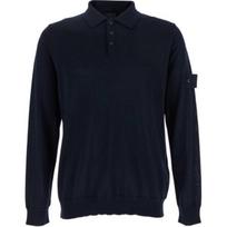 Stone Island Logo Solid Long Sleeve Polo Shirt Men tops Blue K1S155100071S00FC-V0020 L