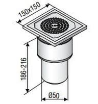 Trapas ACO EG150, montavimui betono grindyse, ∅ 50 mm