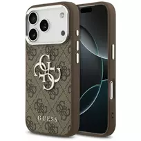 GUESS 4G Big 4G Classic Logo phone case for iPhone 17 Pro in brown and gray