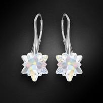 Sidabriniai auskarai moterims DiamondSky „Edelweiss (Aurora Borealis)“ su Swarovski kristalais