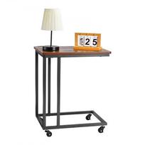 Šoninis staliukas, C formos sofa šoninis staliukas, 50x35x60.5 cm, rudos ir juodos spalvos, metalinis rėmas
