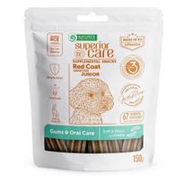 NP SC visų veislių jaunų raudonkailių šunų, dantenų ir burnos priežiūrai, begrūdis pašaro papildas - skanėstai su vabzdžiais 150 g, „Natures Protection Superior Care Red Coat“ – aukščiausios klasės pašaro papildai-skanėstai su vabzdžiais, specialiai sukurti visų veislių jaunų raudonkailių šunų burnos priežiūros palaikymui.