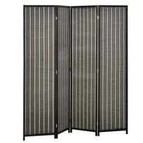 Kambario pertvara HOMCOM 4 dalių pušis/bambukas 180x180 cm ruda/juoda
