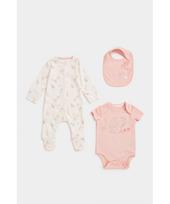 MOTHERCARE šliaužtinukas ilgomis rankovėmis, smėlinukas trumpomis rankovėmis ir seilinukas, CB627