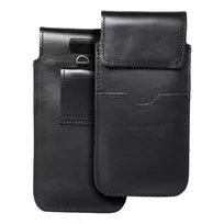 OEM ROYAL - Universal flap pocket in leather / black - Size 2XL - Compatible with IPHONE 6 PLUS / SAMSUNG A52 / XIAOMI REDMI NOTE 10