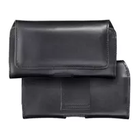 OEM ROYAL universal horizontal leather belt holster, size M, for IPHONE 12 MINI / 13 MINI / SAMSUNG A40 / S8 / XIAOMI 12 / Redmi 5A, black