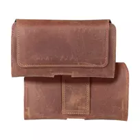 OEM ROYAL Crazy Horse universal horizontal leather belt holster, size M, for IPHONE 12 MINI / 13 MINI / SAMSUNG A40 / S8 / XIAOMI 12 / Redmi 5A, brown
