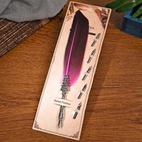 Multicolor Vintage Creative Feather Pen Nib Carved Flower Body Round Dip Water Pen Student Pen oranžinė