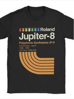 Vyriški Roland Jupiter8 sintezatoriaus marškinėliai Vintage 80-ųjų Retro Muzikos Technologijų Dizainas Ikoniškas polifoninis sintezatorius Kvėpuojantys juodi marškinėliai S