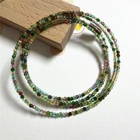 Natural Powder Tourmaline Garnet Cut Multi-Circle Bracelet Olivine Gray-Blue Moonlight Necklace Multi-Purpose Long Chain 4 circles, about 70cm long beige
