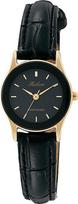 Citizen Analog Waterproof Watch with Leather Model Black Q&Q Women's Strap, QA37-102, juoda