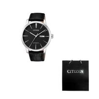CITIZEN Klasikinis mechaninis laikrodis su natūralios odos dirželiu Vyriški laikrodžiai Juodas ciferblatas NH8350-08EB Black Dial