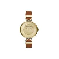 ARMANI EXCHANGEAE Kvarcinis mechanizmas Odinis dirželis Auksinis ciferblatas Moteriškas laikrodis AX5324 Light Brown Strap