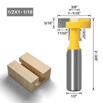 T tipo jungimo ir griovelio freza T-Track griovelio ir T-slot medienos frezavimo bitai Frezos medienai 8mm 6mm 12mm 1/4colio 1/2colio kotas 8*27*8 geltona