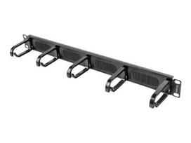 Lanberg 19″ cable management brush panel 5 rings type B 1U | AK-1203-B | Black