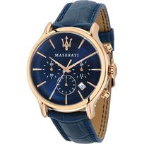 Maserati Epoca Mėlynos Odos Vyriškas Chronografo Kvarcinis Laikrodis R8871618007 mėlyna