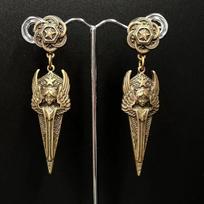 Mid Ancient Pure Gold Angel Earrings With A High-end Feel Meilad Palace Retro Wings Stars Heavy Industry Old