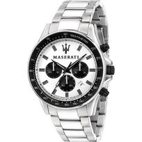 Maserati Sfida Baltas ciferblatas Sidabro metalas Vyriškas kvarcinis chronografas su data R8873640003 balta