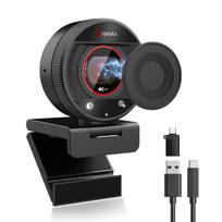 Angetube 4K žiniatinklio kamera transliacijoms, USB žiniatinklio kamera su PDAF AI triukšmo slopinimu 8x ir privatumo apsauga, suderinama su ir ir OBS kompiuteriu, 1080P@60FPS juoda