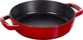 Staub dvigubos rankenos keptuvė, ketaus, indukcinė, oficialiai parduodama keptuvė, vyšninė, 20cm, geležis, emalis, suderinama, Japonija, 40511-661 vyšnia