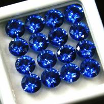 NATŪRALUS mėlynasis safyras 14 vnt. apvalaus pjūvio 5x5 mm SERTIFIKUOTAS laisvų brangakmenių rinkinys 5.00 mm mėlyna