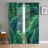 Žali Lapai Džiunglių Augalas Gamta Modernios Tiulio Užuolaidos Svetainei Plonos Užuolaidos Miegamojo Voile Dekoratyvinės Langų Apmušalai 135W x 114H(cm) white
