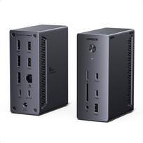 UGREEN stotelė su trigubu ekranu 100W nešiojamam kompiuteriui, dvigubas DP, HDMI, 10Gbps kortelė, RJ45 Ethernet, šilumos valdymas, suderinama su MacBook ir Windows, 14-in-1 išvestis, juoda
