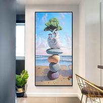 Laimės akmens drobės paveikslai Sienų menas Zen plakatai ir atspaudai Peizažiniai sieniniai paveikslai Verandos Koridoriaus Dekoras Namų Dekoras 20x40cm