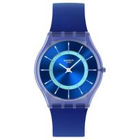 SWATCH SKIN Kvarcinis Unisex Laikrodis 34mm Mėlynas Ciferblatas Biologiškai Pagamintas Korpusas Silikoninis Dirželis SS08I100 Blue Dial