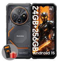Blackview FORT 2 8GB RAM  128/256GB ROM Android 15 Atsparus išmanusis telefonas 6.56 colio 90HZ Mobilusis telefonas 5000mAh with case juoda