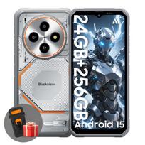 Blackview FORT 2 8GB RAM  128/256GB ROM Android 15 Atsparus išmanusis telefonas 6.56 colio 90HZ Mobilusis telefonas 5000mAh with case balta