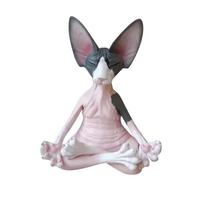 Whimsical Resin Cat Figurine In Meditation Pose for Indoor/Outdoor Decor 8 CM