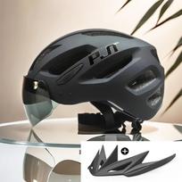 PJT Naujas LED Dviračio Šalmas Su Saulės Akinių Vizoriumi Įkraunamas LED Vyriškas Dviračio Šalmas Saulės Akinių Shield Kelių MTB Dviračių Šalmai L(58-61)CM