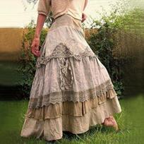 Women's Plus Size Skirts Summer Vintage Ruffles Oversized Maxi Skirts Lace Long Skirts Low Waist Prairie Chic Dropped Skirt 5XL mėlyna