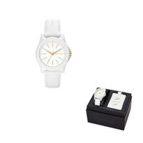 ARMANI EXCHANGEAE Laikrodis ant riešo Kvarcinis mechanizmas Silikoninė apyrankė Baltas ciferblatas Moteriškas laikrodis Šedevras Dovanų dėžutė AX7126 White Dial