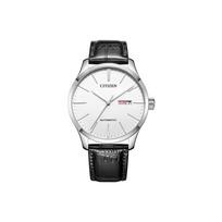 CITIZEN Mechaninių riešinių laikrodžių kolekcija Mechaninis judesys Odinis karvės odos dirželis Laikrodis NH8350-08B Silver