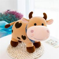 Animacinis mielas karvės pliušinis žaislas Minkštas gyvūno galvijų pliušinis žaislas Kawaii medvilninė pliušinė gyvūno lėlė Kimšta namų puošmena rožinė