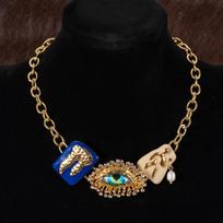 Schiaparelli Auksinės Velniuko Akies Senovinis Papuošalų Rinkinys Retro Emalio Auskarai