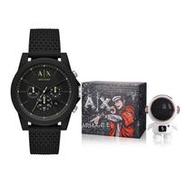 ARMANI EXCHANGEAE ARMANI Laikrodis ant riešo Kvarcinis mechanizmas Silikoninis dirželis Juodas ciferblatas Vyriški laikrodžiai Juodas Karžygys Dėžutė AX1344 Darth Vader Gift Box