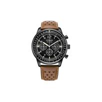 „Citizen Eco Drive“ šviesomis maitinamas kvarcinis mechanizmas, natūralios odos dirželis, vyriškas laikrodis, juodas ciferblatas, CA4505-12E Black Dial