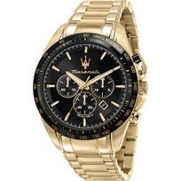 Maserati Traguardo Juoda Auksinė Metalinė Vyriška Kvarcinė Chronografo Laikrodis R8873612041 juoda