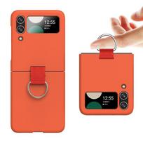 Žiedo laikiklis Spalvingas PC sulankstomas dėklas, skirtas Samsung Galaxy Z Flip4 Flip 4 Flip3 Flip 3 Zflip4 nuo įbrėžimų mobiliojo telefono krepšys for Samsung Z Flip 3 dangaus mėlyna spalva