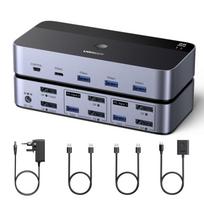 UGREEN DisplayPort KVM palaiko du monitorius ir jungia du aliuminio įrenginius, aprūpintus keturiais USB, dalijasi dvigubu vaizdu ir spausdintuvu tarp dviejų, komplekte yra du USB