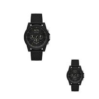 ARMANI EXCHANGE AE Laikrodis ant riešo Kvarcinis mechanizmas Silikoninė apyrankė Juodas ciferblatas Vyriški laikrodžiai AX1344 Black Dial AX1344