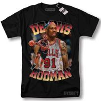 Dennis Rodman Retro Čikagos Bulls Rodzilla Kirmėlė Juodi Marškinėliai Unisex Marškinėliai XL