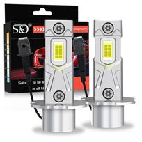 2 vnt. 18000 LM H3 LED priekinių žibintų lemputės Mini H3 LED rūko žibintas automobiliui Žibintas Be ventiliatoriaus DRL lempa Automatinės dienos žibintų lempos 12V 6500K Baltos H3