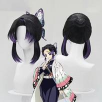 Demon Slayer Shinobu Kocho Cosplay Perukas, Juodai Violetinės Spalvos Gradiento Aukštos Temperatūros Pluošto Plaukų Priedas juoda